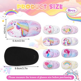8 Pieces Eye Patches for Kids Girls Boys,Unicorn Mermaid Cartoon Eye Patch Reusable Glasses Over the Lens Eyepatch for Lazy Eye Amblyopia Strabismus Toddler Children