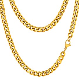Gold Cuban Link Chain Necklace Hip Hop Layered Chain 18K Real Gold Plated Men Jewelry Women Miami Chain Necklace