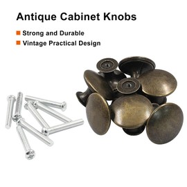 Zorveiio 8 Pcs Round Antique Cabinet Knobs 1.18" Diameter Bronze Dresser Knobs Drawer Knobs Kitchen Cabinet Pulls for Cupboard Hardware Door with Screws