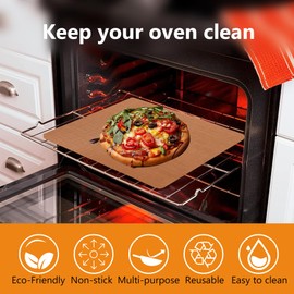 UBeesize 4 Pack Thickened Copper Oven Liners for Bottom of Oven BPA & PFOA Free, Reusable 16x24 Inch Heavy Duty Non Stick Teflon Oven Mats, Fit Electric Gas Toaster Convection Microwave Ovens Grills