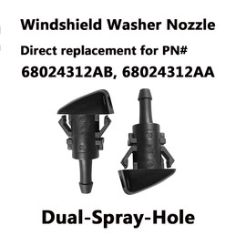 AMFRNE 68024312AB Windshield Washer Nozzle Fit For Dodge Avenger, Challenger 2008 2009 2010 2011 2012 2013 2014 / Fit For Chrysler 200 2011 2012 2013 2014, 2 Pack, Dual Spray Washer Nozzle 68024312AA
