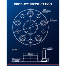 KAX 5x4.5 Wheel Spacers 15mm, Hub Centric Wheel Spacers with M12x1.5 Studs 60.1mm Hub Bore,2Pcs Spacers fit for RAV4, Camry, Highlander, Sienna, RX350, ES350, Venza, Avalon, ES330