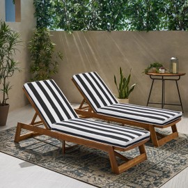 HAIPUP Set of 2 Chaise Lounge Cushions Outdoor, Lounge Chair Cushion Outdoor Furniture Cushions for Porch Patio (2, Black & White Stripe)