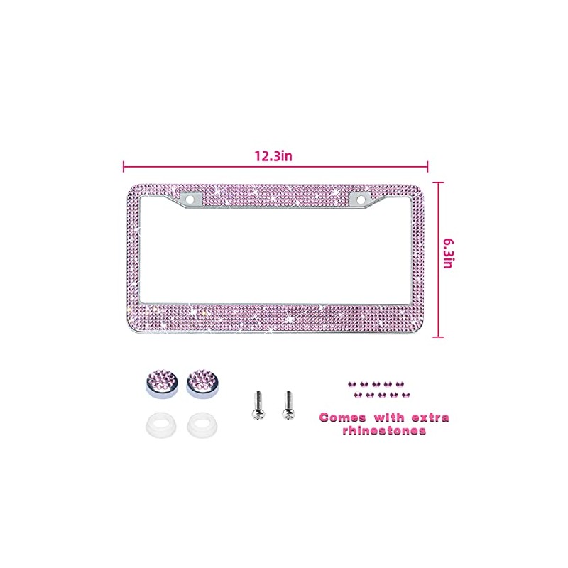 Bling License Plate Frame for Women, Sparkly Stainless Steel License
