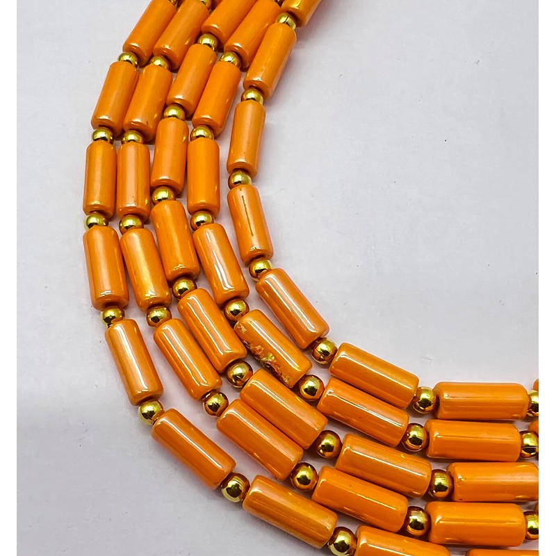 1 Strand Orange Italian Coral 18 Pieces Approx Beads Size