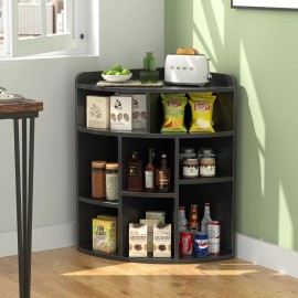 VECELO 3-Tier Cabinet Corner Cube Bookshelf with Adjusting Shelf Boards & USB Outlets - Black