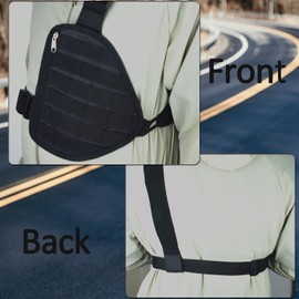 HYS Chest Harness with Molle, Portable Tactical Vest Chest Bag Compatible with Outdoor Sports Hiking Camping Mountaineering Trekking