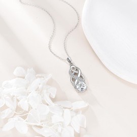 AXELUNA Möissanit Celtic Anhänger Halskette aus 925 Sterling Silber für Damen, 1 Karat Möissanit Halskette, Irischer Celtic Knot Schmuck Geschenk für Ehefrau, Geburtstagsgeschenk für Frauen