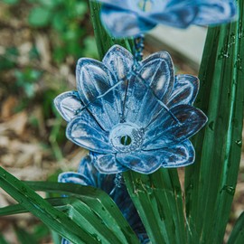 TZSSP Rain Chains Decorative Rain Chain Bell with 12 Cups, Decorative Rain Catcher 8-1/2 Length, Blue