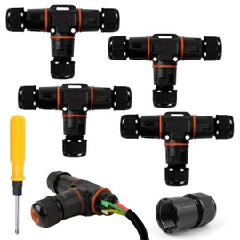 HIMOMO Cable Connector Waterproof IP68, Cable Connector Waterproof 3-Pin 3-Way IP68 Waterproof Cable Connector Diameter 4-12 mm Cable Diameter, T-Shape Junction Box Terminal Box Cable Connector (4
