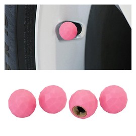 4PCS Sparkle Ball Style Tire Valve Stem Caps Cover - Corrosion Resistant Tire Air Caps Cover with O-Ring Seal - Leak-Proof Wheel Valve Covers Universal for Car, Truck, SUV, Motorcycle, Bike (Pink)