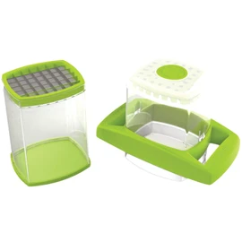 Starfrit Easy Fries & Veggie Cutter, Quick & Precise Slicing - Nonslip Base - Transparent Container, Green/White