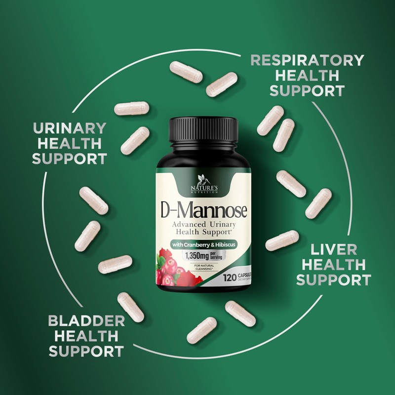 D-Mannose Supplement 1,350 mg with Cranberry & Hibiscus - Effective