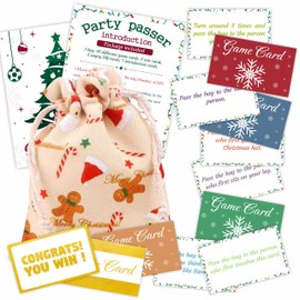 Christmas Yellow Pass The Bag - 44 Game Cards & 1 Pass Bag - Adult Party Game & Holiday Group Activity
