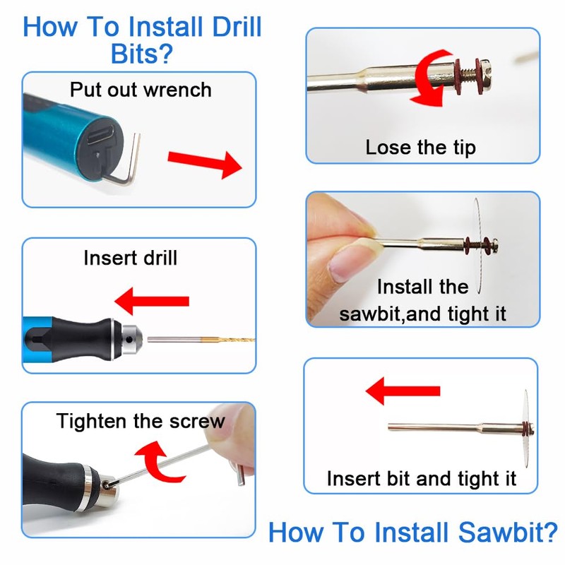 3-Speed Cordless Mini Drill Pen With 8 Small Drill Bits,Rechargeable