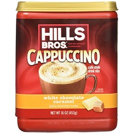 Hills Bros. Instant Cappuccino Mix, White Chocolate Caramel (16 Oz, Pack of 1) – Convenient and Versatile, Instant Hot or Iced Coffee, Frothy & Rich White Chocolate Caramel Flavor - Just Add Water