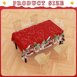 THAWAY Christmas Tablecloth 60×84 Inch Rectangular Winter Snowman House Christmas Trees Red Washable Table Cover Waterproof Polyester Christmas Table Cloths for Holiday Home Picnic Dinner Decor