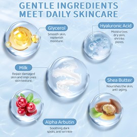 Milk Skin Care Set For Girls & Women, Skincare Kit With Cleanser, Serum, Eye Cream, Cream, Face Mask, Exfoliating Scrub, Shrink Pores & Moisturizing, 11PCS Face Kit Travel Size For Fine Lines, Acne.