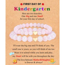 FIEEFX First Day of Kindergarten Bracelet Gift for Mom Mother and Daughter Bracelets Set for 2 1st Day of Kindergarten Matching Bracelets for Mommy and Me Daughter Girls