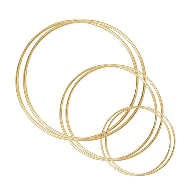 LEMONSTONE Metal Rings for Crafts, Pack of 6 Metal Rings, 10 cm/15 cm/20 cm Metal Rings, Dream Catcher Crafts, Decorative Ring Gold for DIY Floral Hoop, Wedding Wreath, Wall Hanging, Floristry