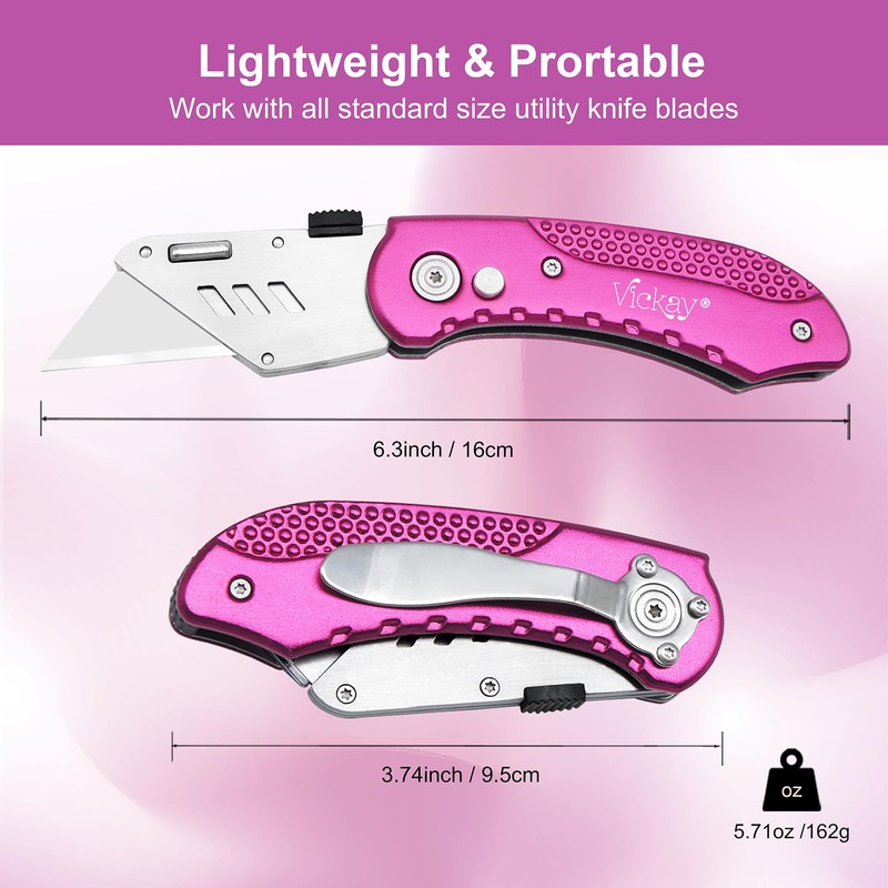 Vickay Folding Utility Knife, Box Cutter with 5 SK5 Quick