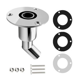 SureOBliss Thru Hull Exhaust Skin,24mm Stainless Steel 316 Thru Hull Exhaust Skin Fitting with Bolts and Nuts for 24mm Tube Pipe Socket Hardware for Diesel Parking Heaters Car Truck Boat (Bend)