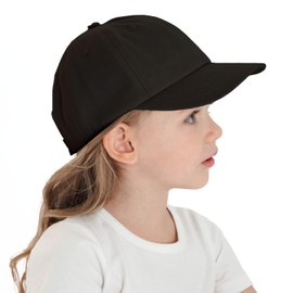 YAMEE Baseball Cap Unisex Children's Breathable Baseball Cap Children Cotton Peaked Cap Children Lightweight Sun Hat Children for Boys Girls Sun Protection Pure Colour Outdoor Recreation, black, 52
