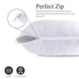 Sirenpho 8 PCS Satin Stripe Pillow Protectors Covers, Anti Dust Mite, Anti-Allergy Hotel Quality Zippered Pillow Case, Pillow not Included, 50x75cm