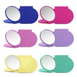 Qislee Compact Mirror Bulk, Pocket Small Mini Folding Mirrors for Purse, 24 Packs (6 Colors)