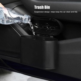 Fydun Cubo de Basura para Coche, Bote de Basura Portátil Colgante con Tapa Accesorio, Contenedor de Basura Interior Vehículo Negro para Automóvil en Casa, Oficina