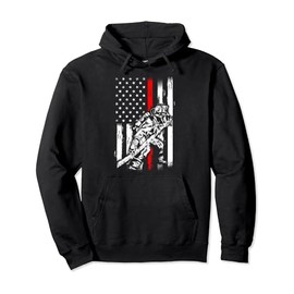 Firefighter American Flag for US Fireman Pullover Hoodie