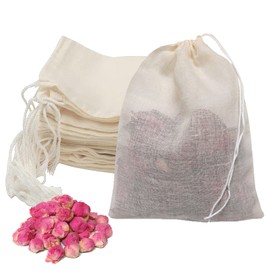 Pack of 50 Tea Bags, Empty Spice Bags with Drawstring, Teabags, Reusable, Self-Filling, Fine Spice Bags for Cooking, Loose Tea, Fruit Tea, Coffee, Filter, Spices (6 x 8 cm)