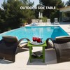 LOENIY 2 Tier Outdoor Side Table with Wood-Like Grain, 16.6"