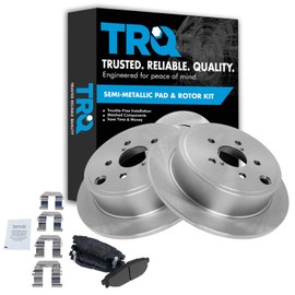 TRQ Rear Brake Pad & Rotor Kit Brake Pads Brake Rotor Semi-Metallic Compatible with 2009-2013 Subaru Forester 2008-2014 Impreza 2010-2014 Legacy Outback
