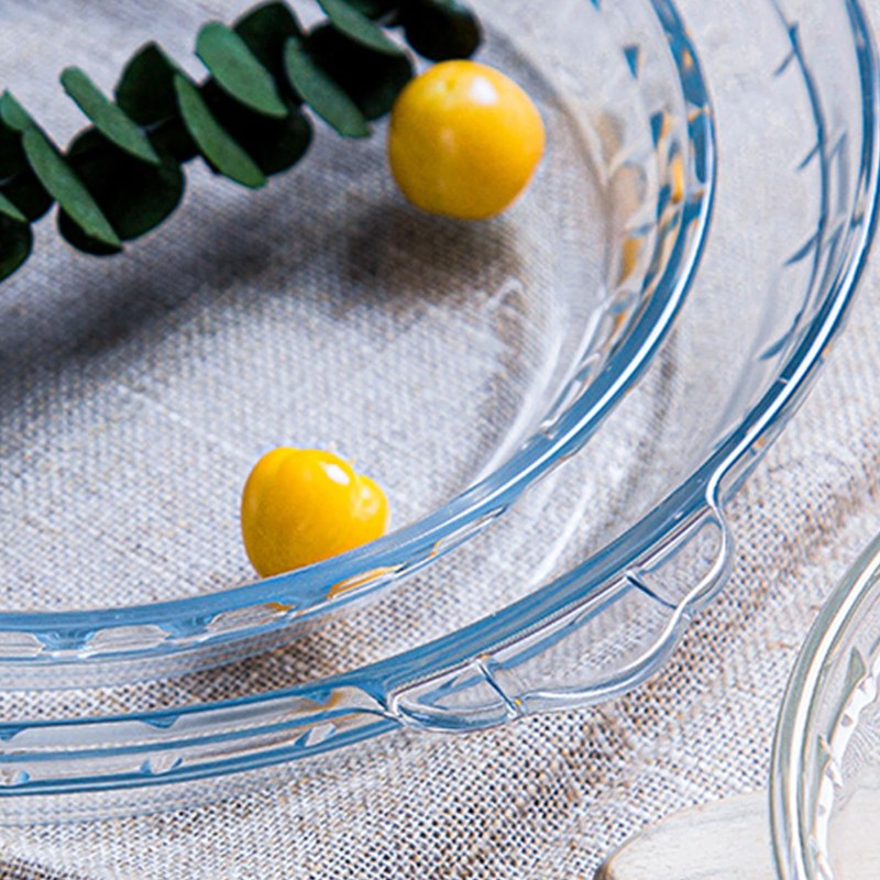 FEOOWV 1 Pack Round Glass Pie Pans for Baking Round