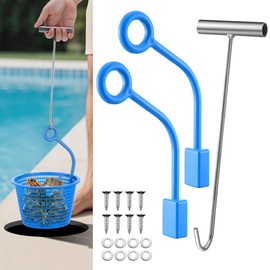 Pool Skimmer Basket Hook, Universal Skimmer Basket Handle for Inground Pool, Hands Free Removal of Debris, Bugs, Frogs, Small, Animals(2 Pack)