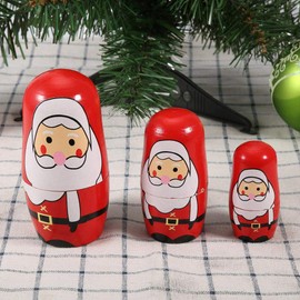 Christmas Nesting Dolls, 5pcs Christmas Hand-Painted Cute Wooden Matryoshka Dolls Russian Nesting Dolls Set Home Decoration (Santa Claus)