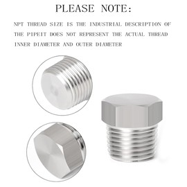 Outer Hex Head Thread Pipe Plug Fitting, ZESE 2PCS 1/2" NPT Male 304 Stainless Steel Hex Head Screw Pipe Plug Adapter Connector