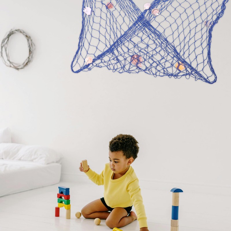 BESPORTBLE Decorative Fishing Net Wall Art Nautical Style Rope Fish