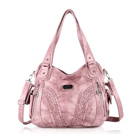 Angel Kiss Women's Handbag, Soft Bags, Shoulder Bag, Handbag, Tote Shopper Bag, Large Hobo Bag, Many Compartments, Great Bag for Women, 8#Pink, Shiny