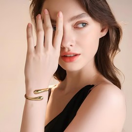 Liameph Gold Bracelet Gold Jewellery for Women Gold Bangle Adjustable Gold Bangle for Women Gold Arm Cuff Simple Ring Open Chain Bracelet Wrist Party Jewelry Women Can Be Used as a Gift