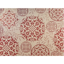 Gertmenian Indoor Outdoor Classic Flatweave Area Rug, Stain & UV Resistant Carpet, Deck, Patio, Poolside & Mudroom, 8x10 Ft Large, Abstract Medallion, Red, 22935