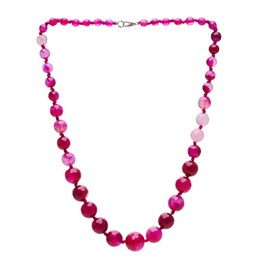 TreasureBay Agate Gemstone Necklace Made From 6-16mm Faceted Natural Agate Gemstone (Pink)