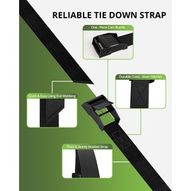 STAYGROW Lashing Straps with Buckles, 0.75'' x 48'' Tie Down Straps Ratchet Adjustable Cam Buckle Pull Luggage Straps Cinch Strap for Packing Cargo Trucks Motorcycle Kayak Bike Rack Black 4 Pack