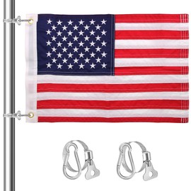 Boat Flag 12x18 inch, 50 Embroidered Stars Boat Flags, American Flag for Boat with 2 Boat Flag Pole Clips and Brass Grommets