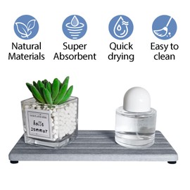 2 PCS Water Absorbing Stone Trays for Bathroom Sink & Kitchen Counter, Fast-Drying Diatomite Sink Caddy, Vanity Tray, Hand Soap Holder with Anti-Skid Pads (Grey, 7.9" x 4"/20 x 10cm)