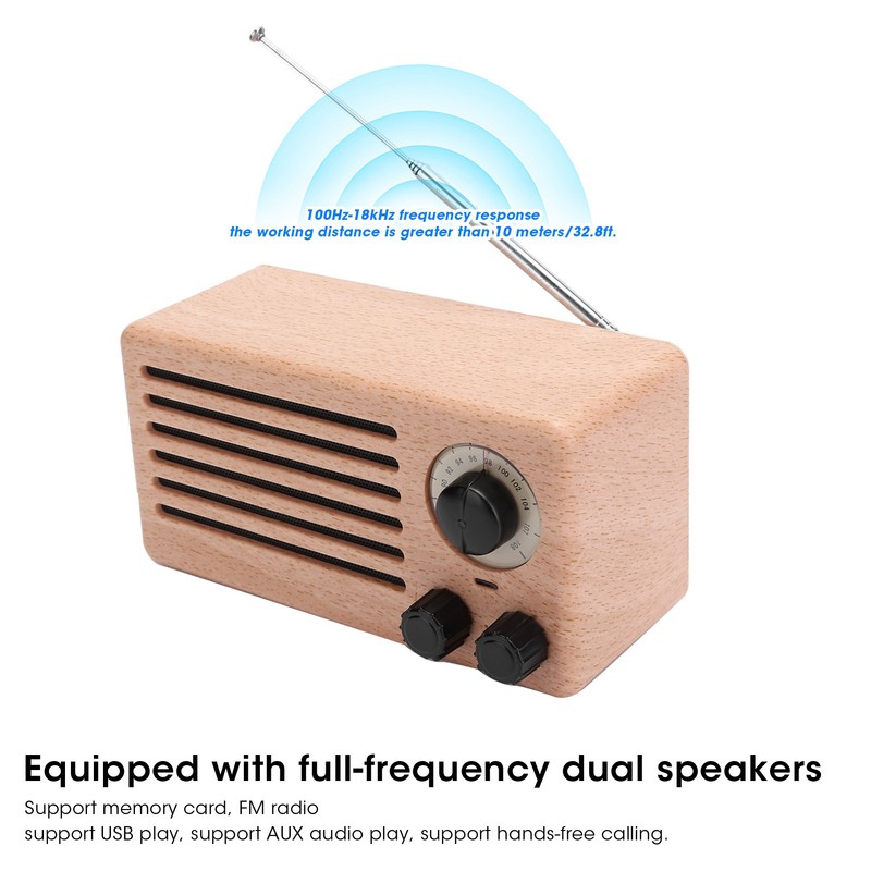 Retro Mini Bluetooth Speaker Bass Audio Stereo Subwoofer FM Radio