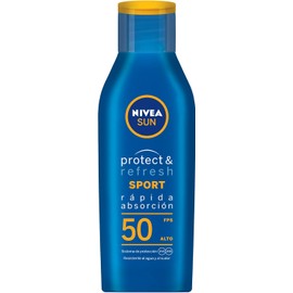 Protector Solar Corporal NIVEA SUN Protect & Refresh - 200 ml | Resistente al agua y al sudor, FPS 50, loción no grasa para todo tipo de piel
