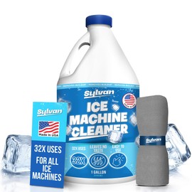 Sylvan Ice Machine Cleaner and Descaler | 1 Gal. (32 uses) | Free Cloth | Made in USA | Nickel Safe Ice Maker Cleaner and Descaler | Universal Compatibility for Commercial & Residential Ice Makers