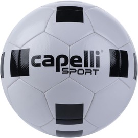 Capelli Sport Soccer Ball Size 5, 4-Cube Classic Competition Elite Soccer Ball for Youth and Adult Players, Outdoor and Indoor Training, White/Black